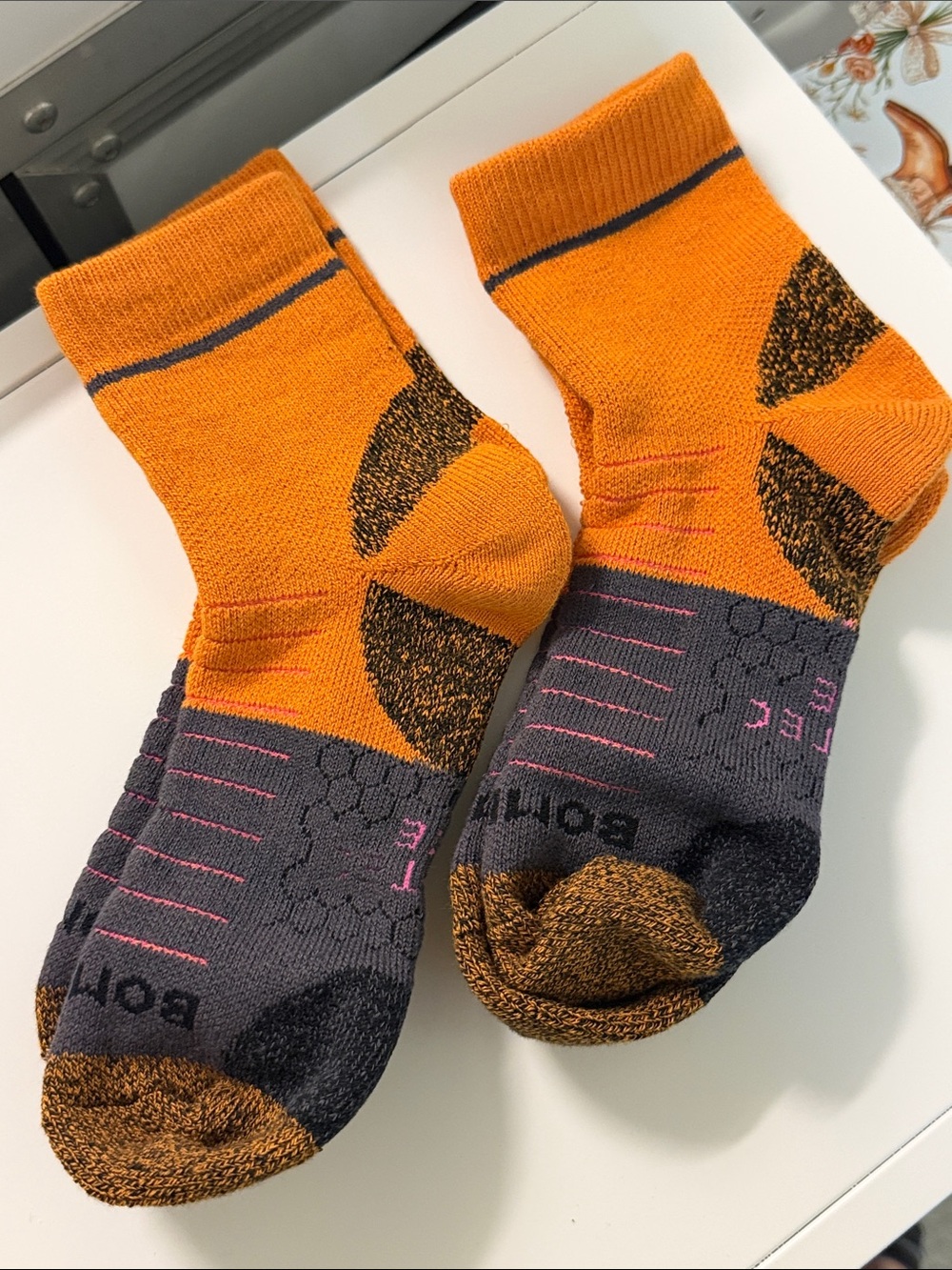 Bombas Orange and Gray Athletic Crew Socks